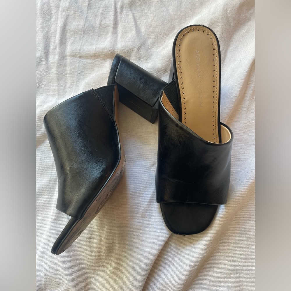 Adrienne Vittadini Black Open-Toe Mules - Picture 3 of 12